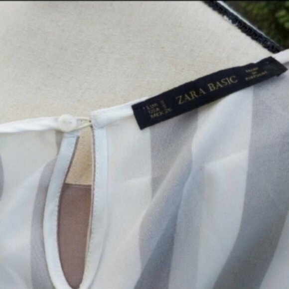 Zara Basic Striped Pocket Short Sleeve Blouse S - Picture 6 of 6